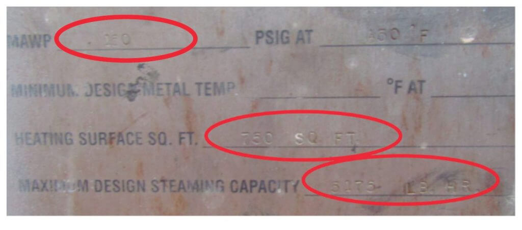 Example of a plate of a particular boiler