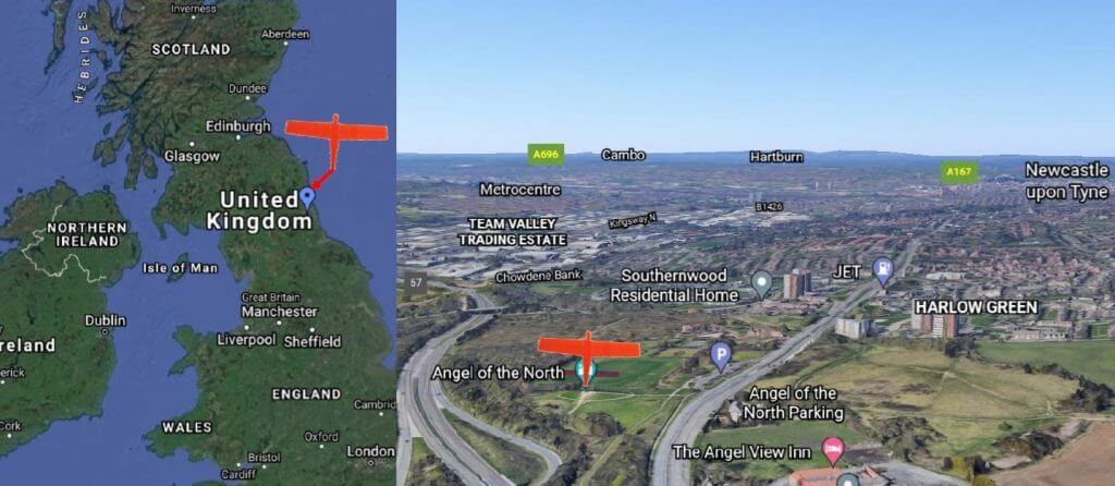 Ubicación y vista de El Ángel del Norte
