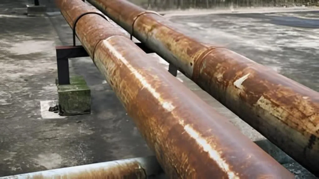 Tuberías industriales con corrosión superficial utilizadas como ejemplo en sistemas de gestión de corrosión e integridad de activos.