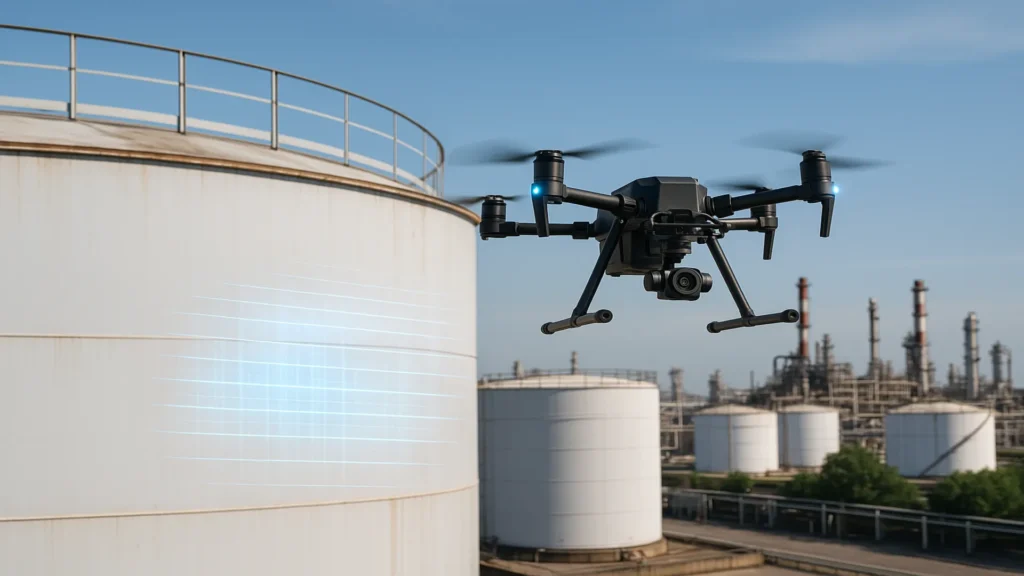 HMT uses drones to inspect storage tanks at an industrial facility.