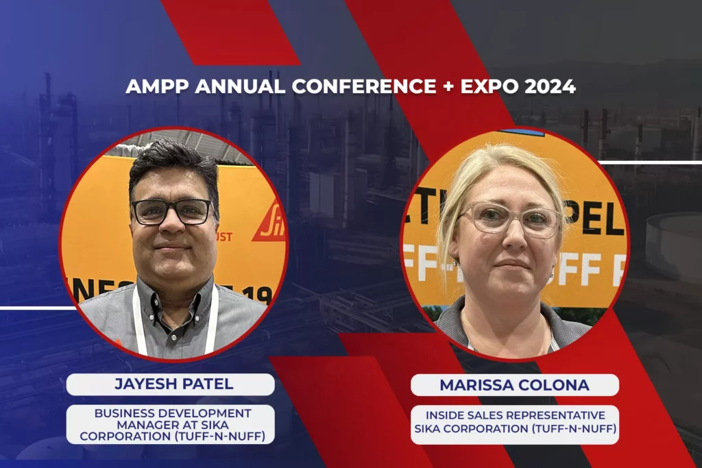 Jayesh Patel y Marissa Colona de Tuff-N-Nuff de Sika Corporation en AMPP 2024