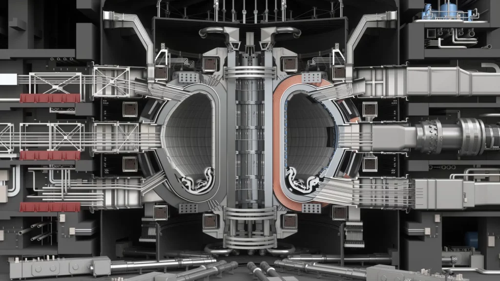 ITER Fusion Reactor. Tokamak. Thermonuclear Experimental Plant, nuclear energy project under construction.