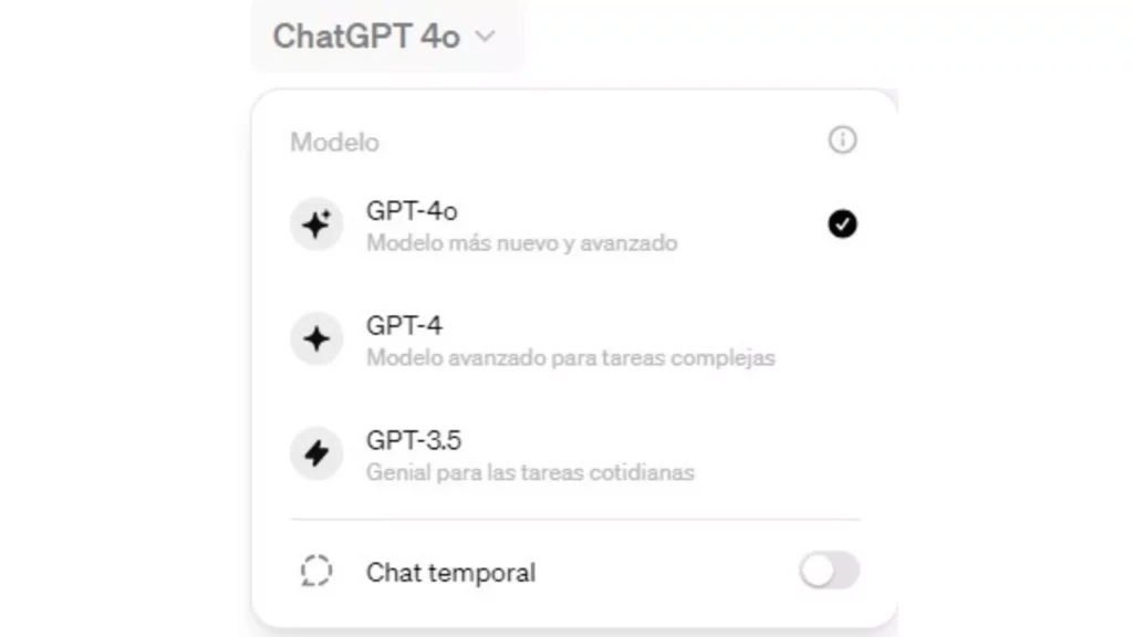 Screen where you see the version of Chat GPT 4o