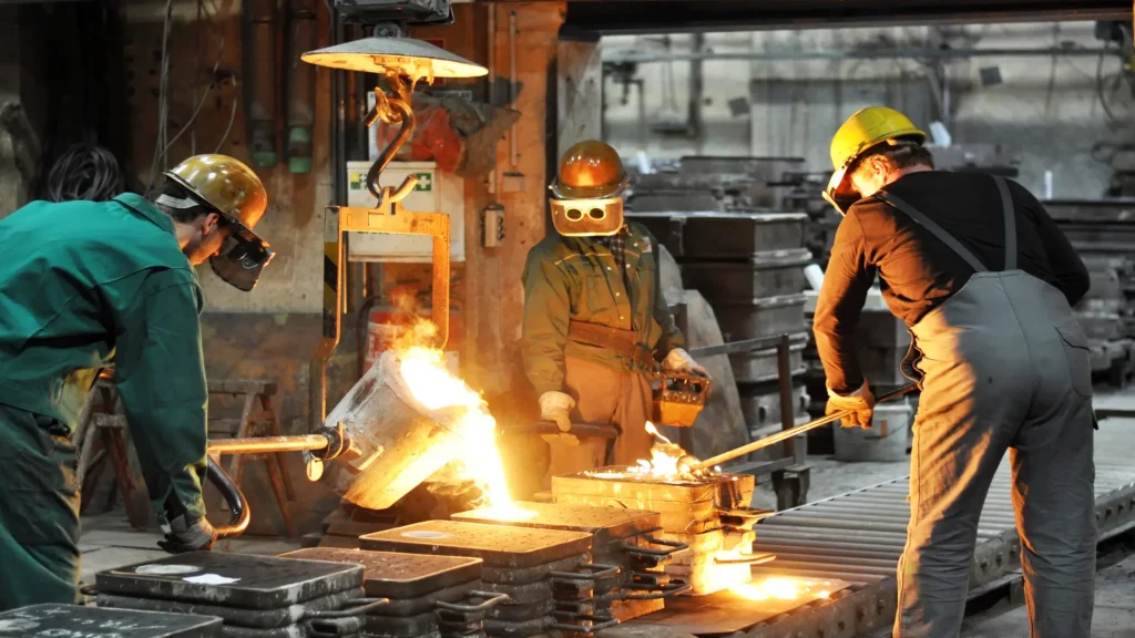 Procesos industriales de fundición en función del punto de fusión de los metales.
