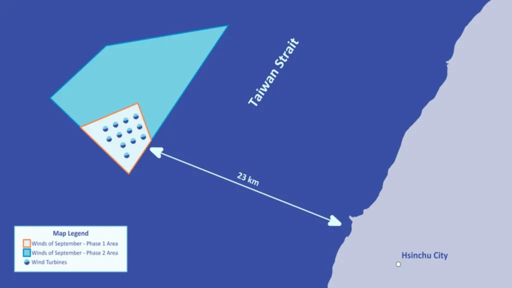 ubicación del primer parque eólico marino flotante de Taiwán