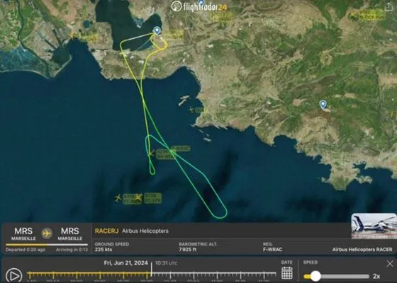 La ruta del helicóptero Racer de Airbus