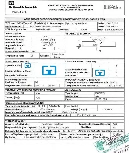 WPS Format for welding procedure specification