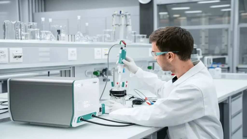 Corrosion training in electrochemical tests in the laboratory.