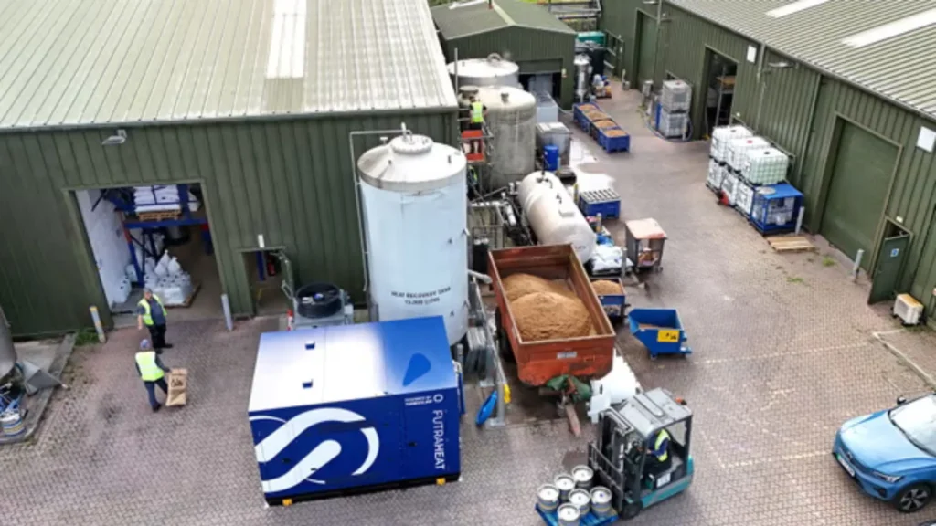 The heat pump located in the brewery