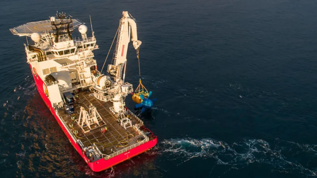 Instalación offshore de la turbina mareomotriz D10