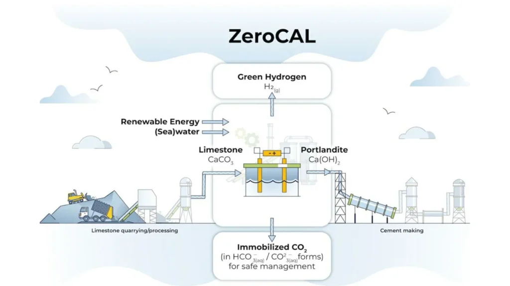 ZeroCAL process graph for decarbonizing cement production