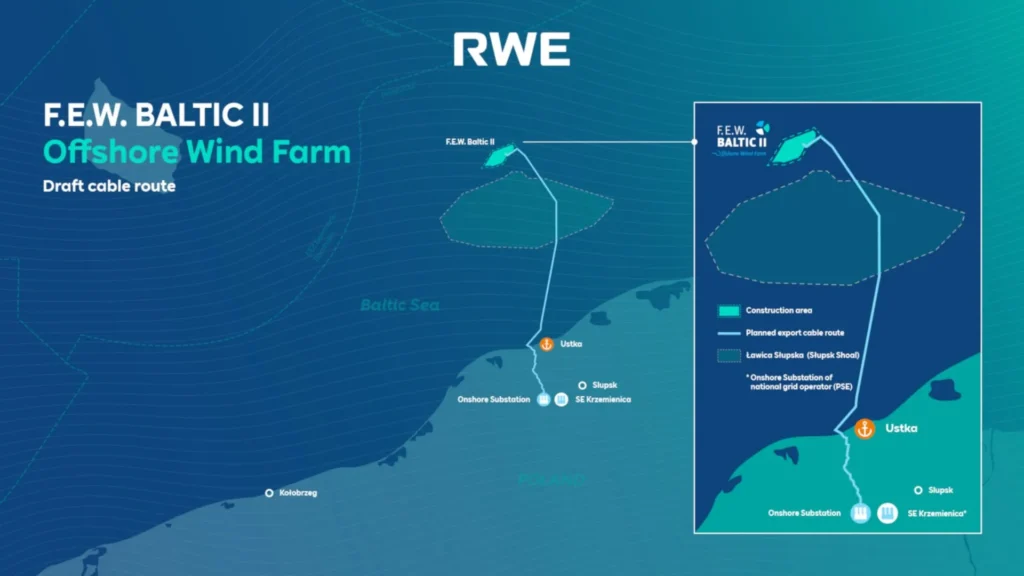 Map showing the location of the RWE wind farm