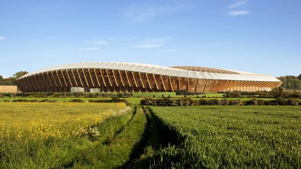 Front view of the eco park stadium