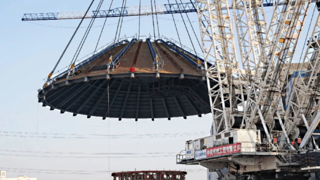 Containment dome being installed