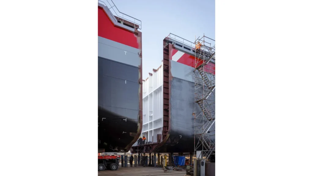 The stern of Europe's offshore CO2 vessel