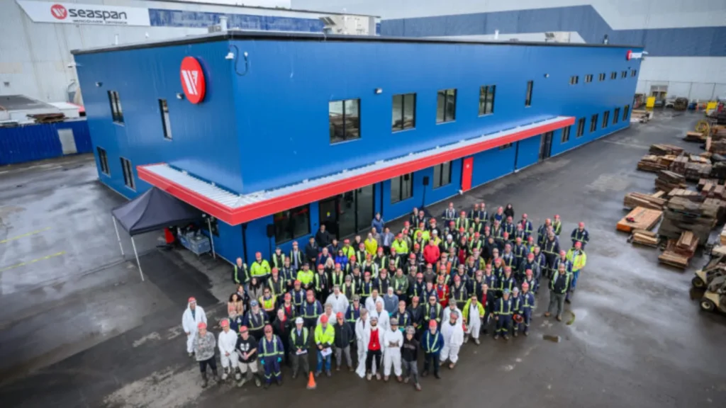Dry dock employees gathering in front of the new Operations Center