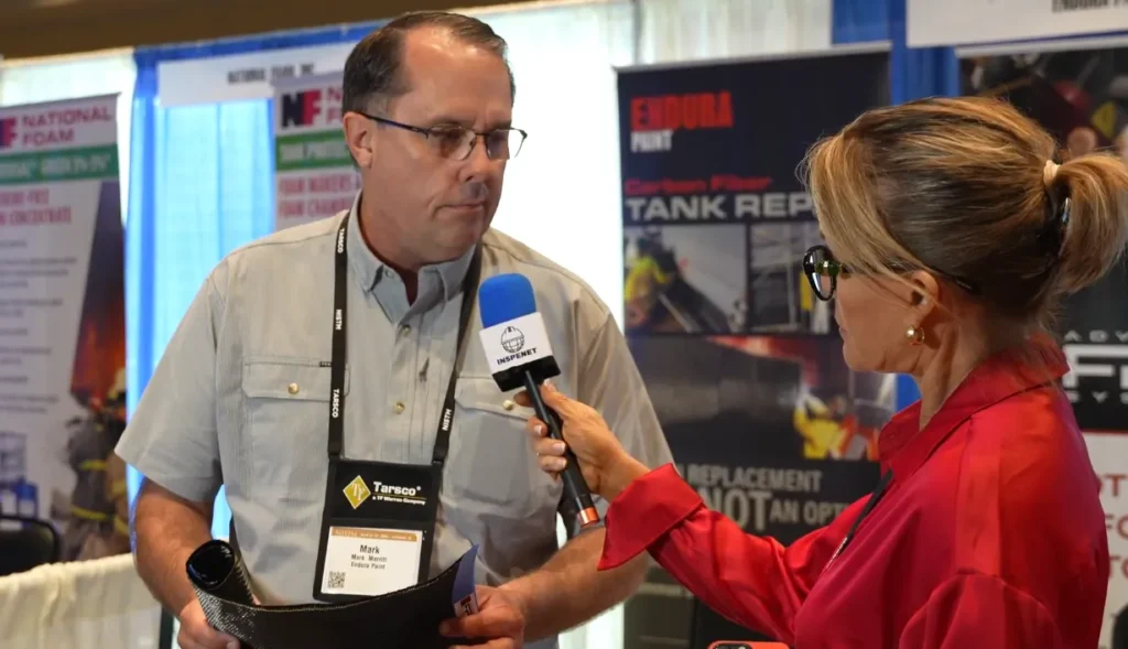 Mark Merritt presents a sample of carbon fiber composite