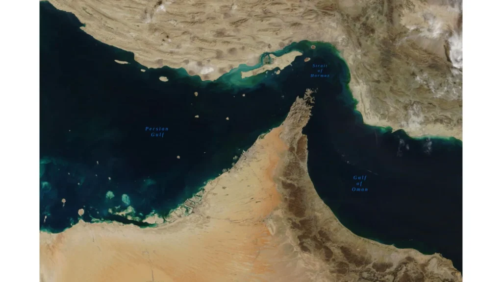 Satellite image of the Strait of Hormuz