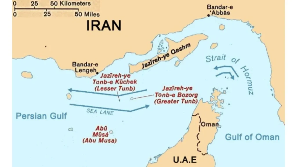 the map of the Strait of  