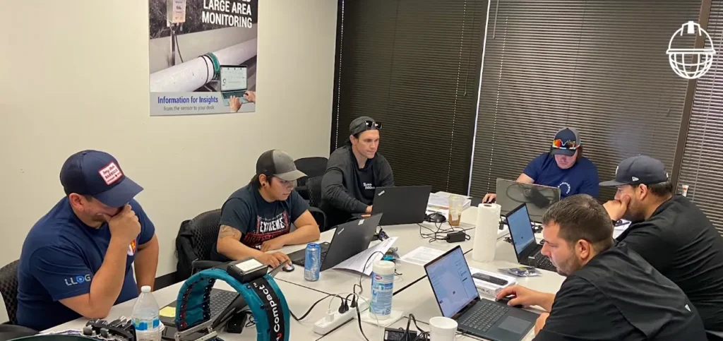 Technicians receiving GUL-certified training in guided wave testing