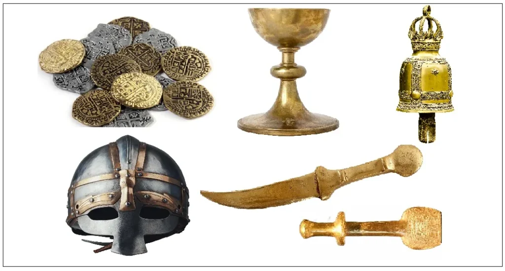 Metal corrosion: Metal objects made of gold, silver, and bronze from the earliest pre-Iron Age civilizations.