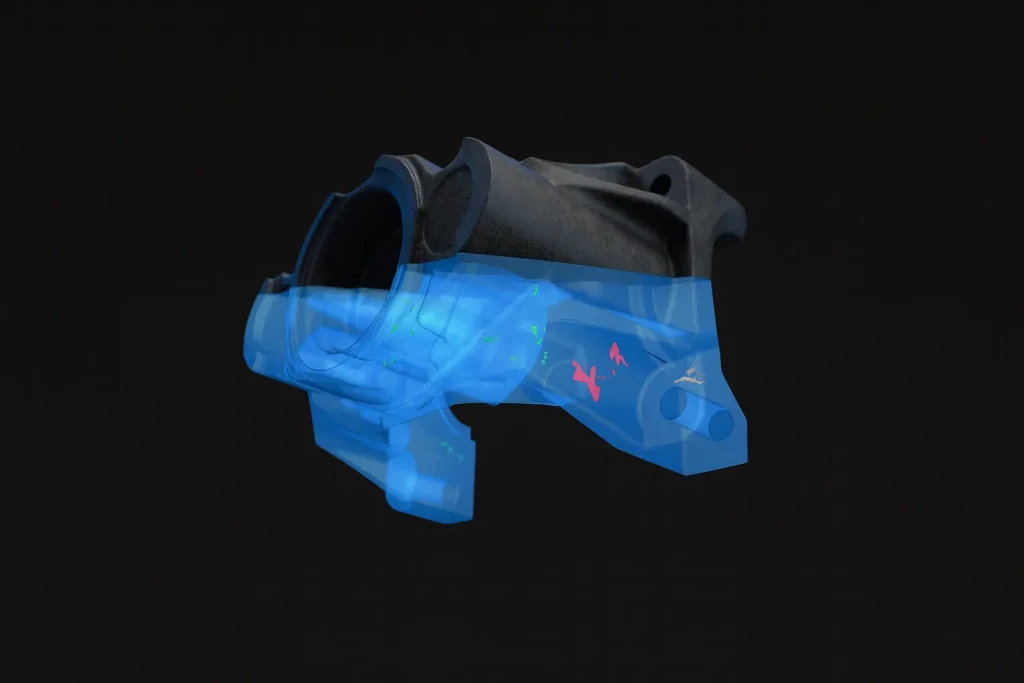 3D rendering of an industrial part inspected using computed tomography with the ZADD module from ZEISS Inspect.