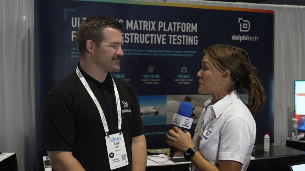 Alex Merck, executive vice president for the Americas at Dolphitech, is interviewed during the ASNT 2025 convention.