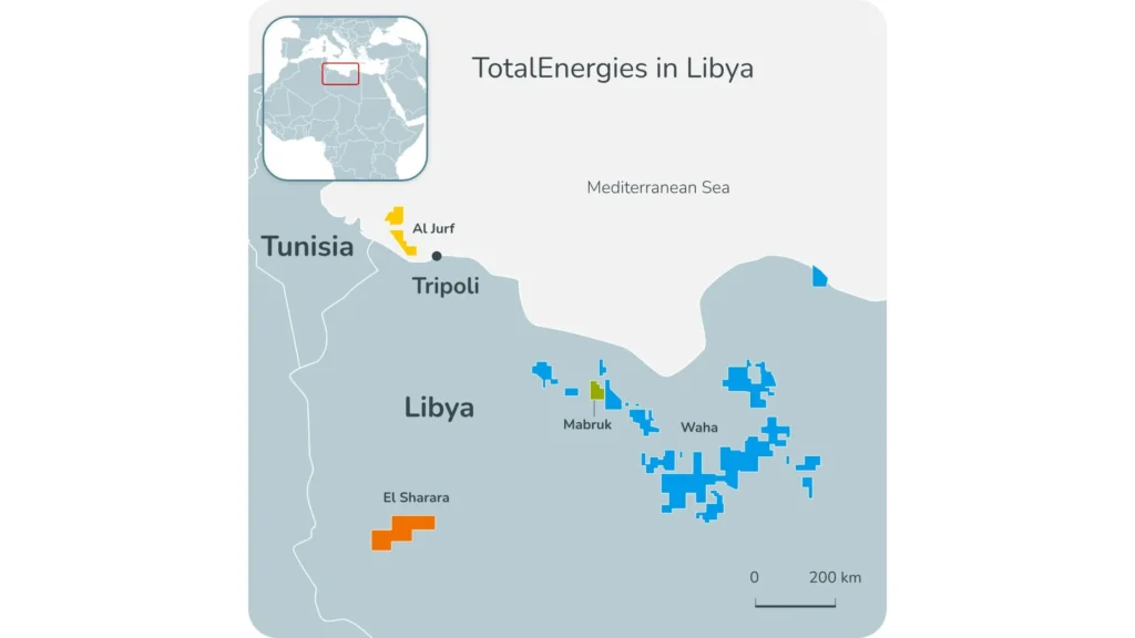 Map of TotalEnergies' operations in Libya