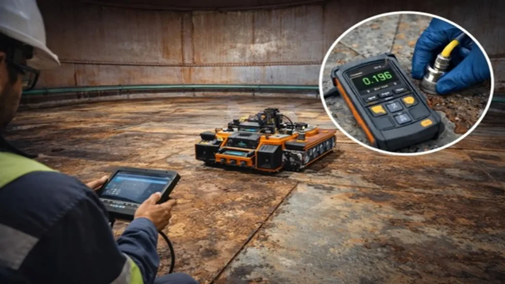 Tank floor inspection using Magnetic Flux Leakage (MFL) technology