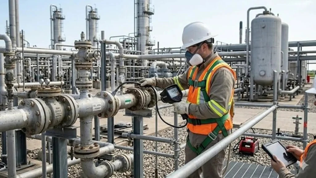 Figure 1: Leak inspection using an LDAR program in oil and gas facilities.