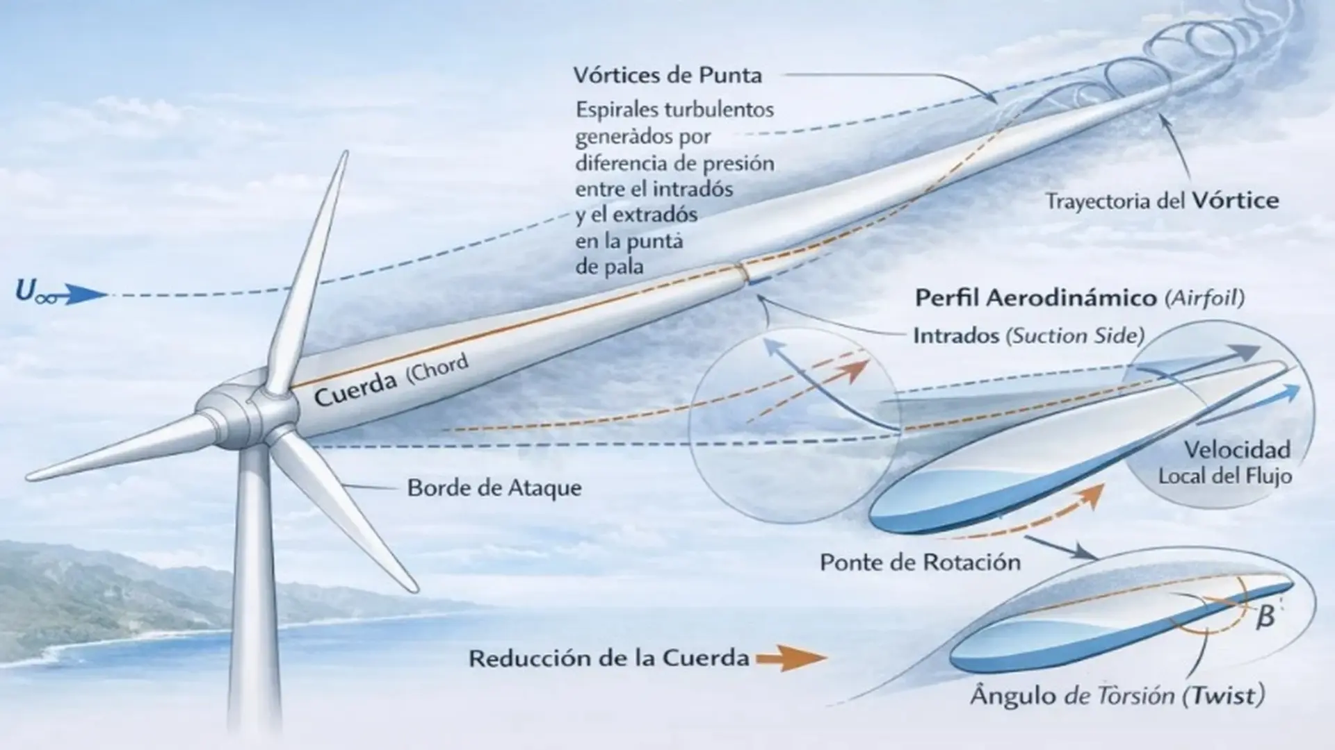  Geometría aerodinámica de las palas de un aerogenerador.