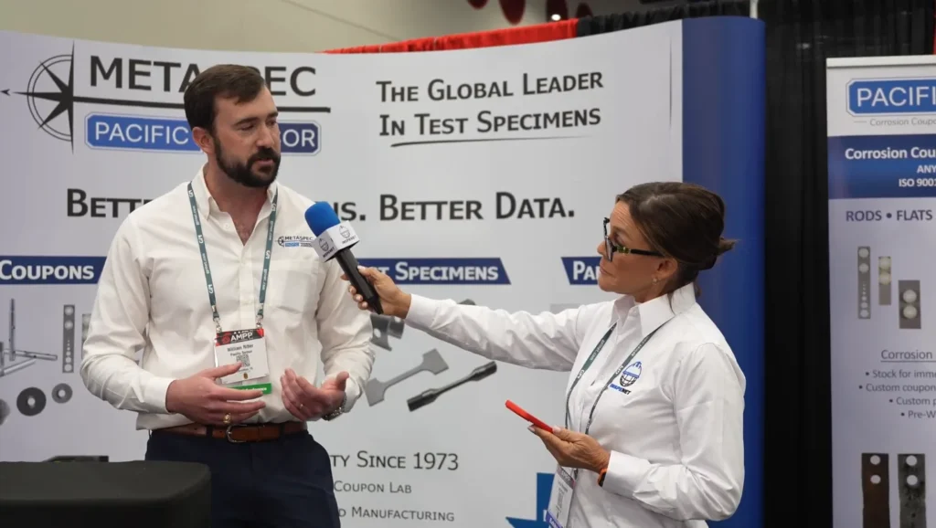 Cupones de corrosi&oacute;n en entrevista a William Ritter de Metaspec en AMPP 2026.