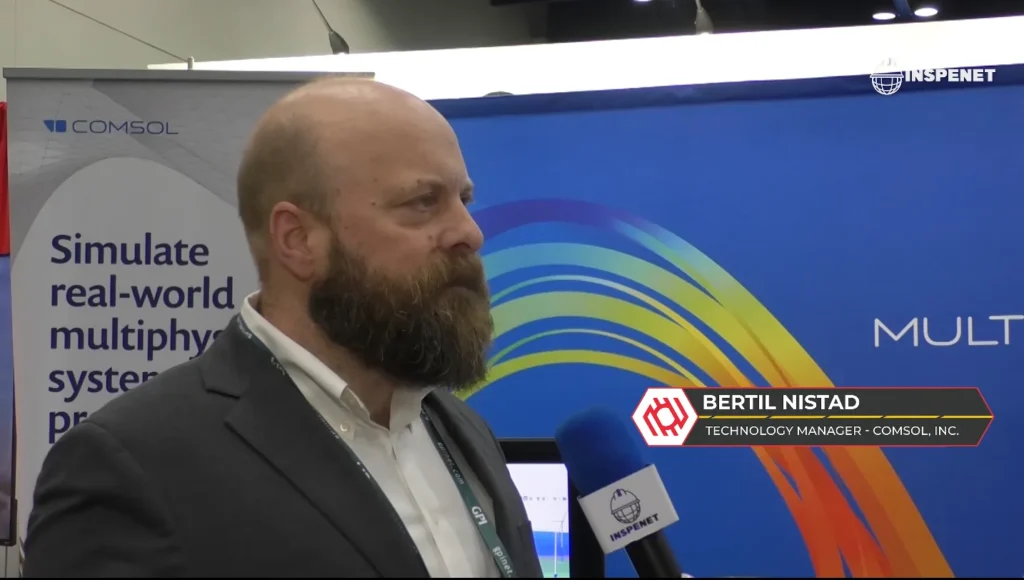 Bertil Nistad of COMSOL explains multiphysics simulation during an interview at AMPP 2026.