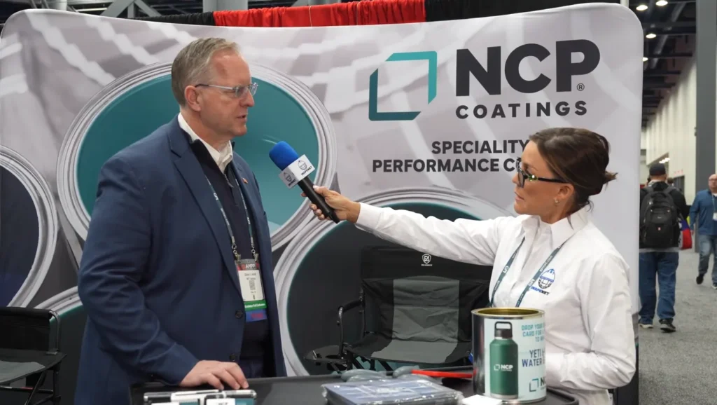 Interview about industrial coatings at the NCP Coatings booth during AMPP 2026.