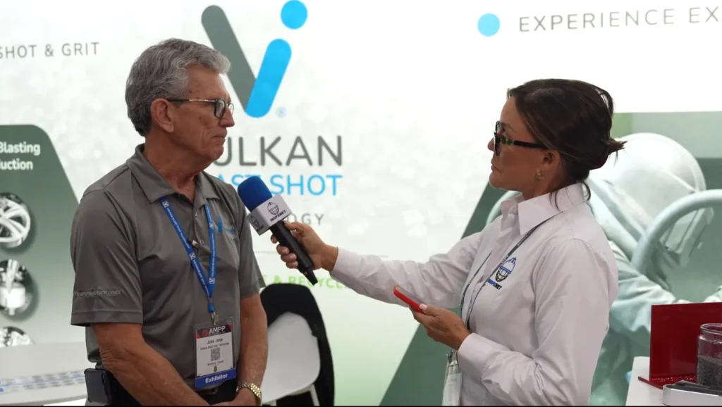 Interview about stainless steel abrasives at AMPP 2026 with a representative from VULKAN INOX.