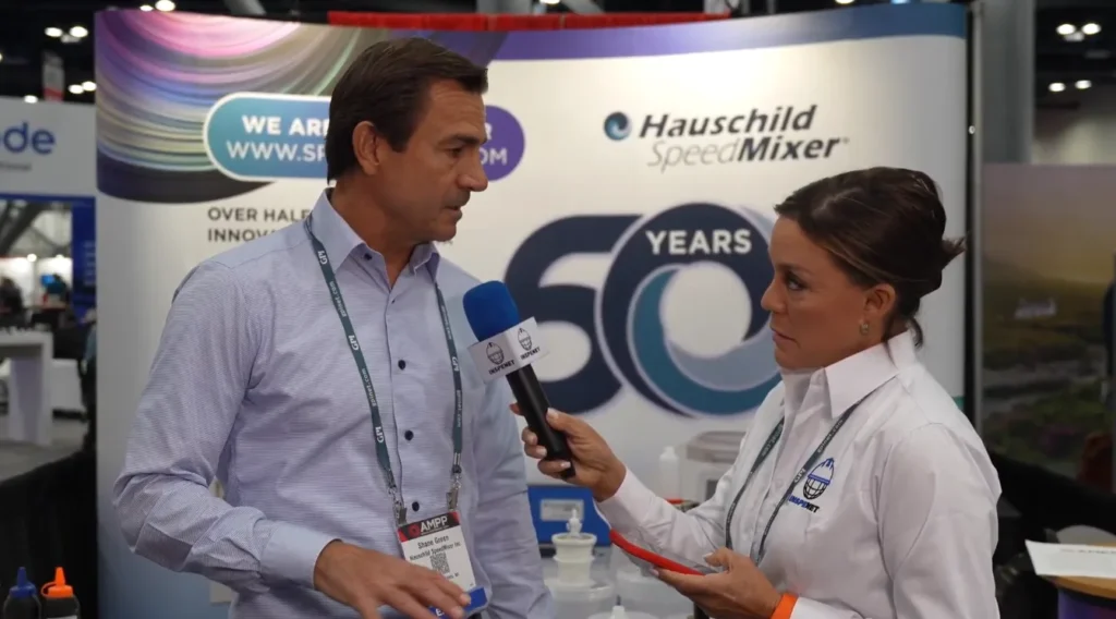 Interview about Speed ​​Mixer technology at AMPP 2026 with a representative from Hauschild.