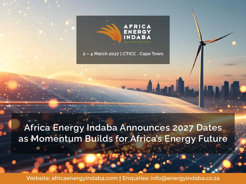 Africa Energy Indaba 2027 in Cape Town with solar and wind power.