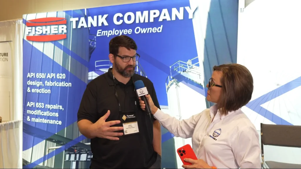 Entrevista sobre construcci&oacute;n de tanques a Joshua Magni de Fisher Tank en NISTM 2026.