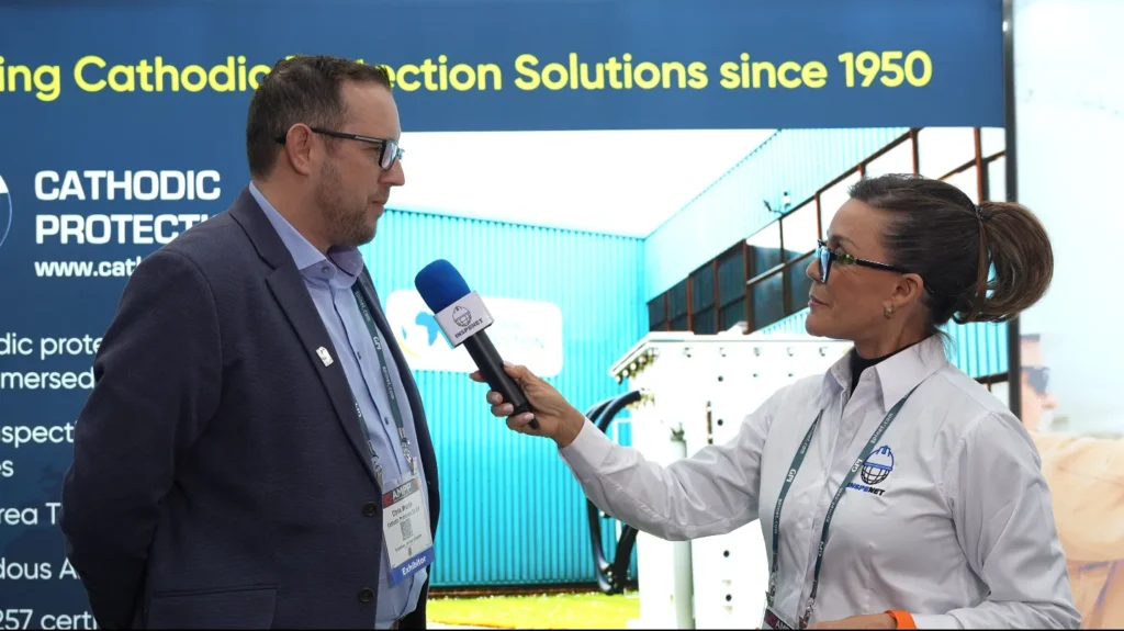 Interview about cathodic protection with Chris Martin at AMPP 2026.
