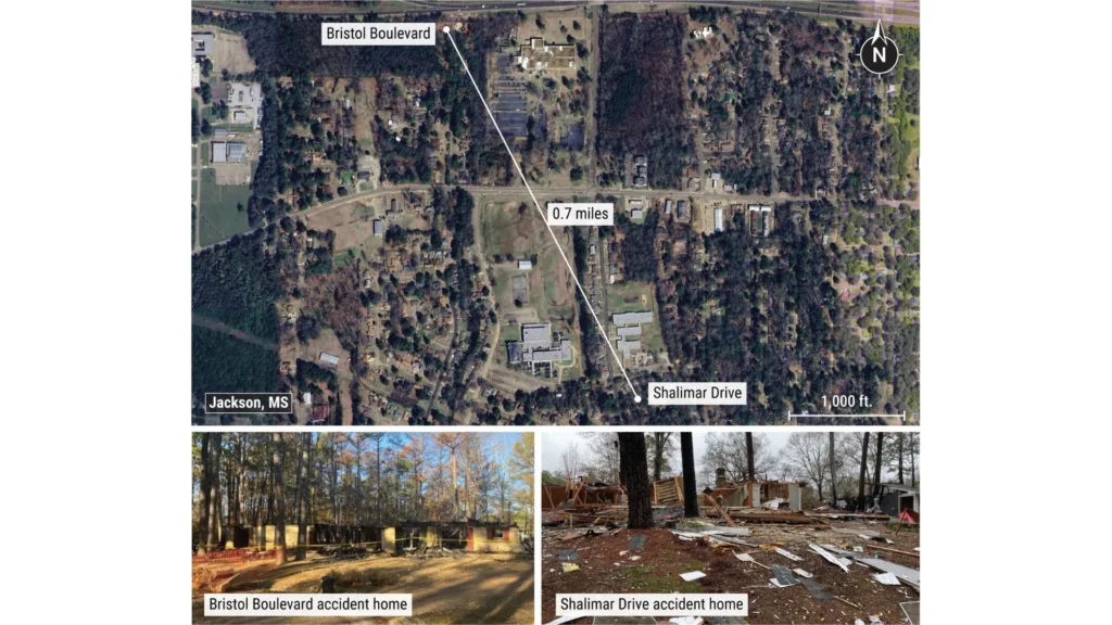 Map of locations involved in the explosion