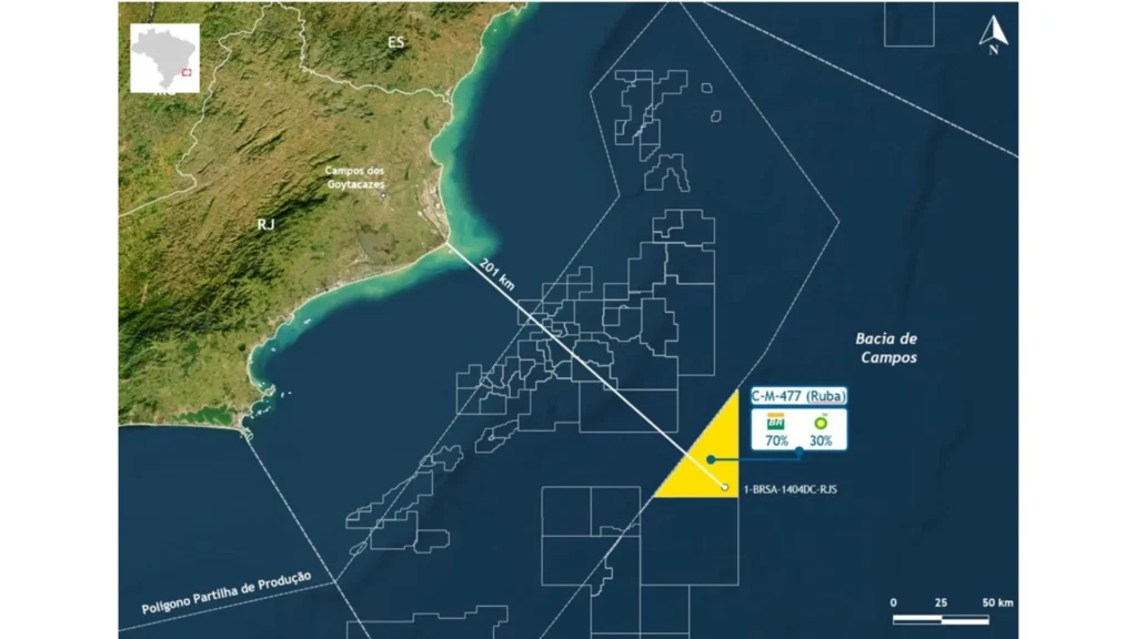 Mapa de ubicación del descubrimiento en la Cuenca de Campos