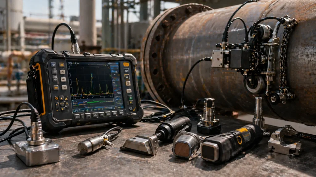 Equipos de ensayos no destructivos en entorno industrial para inspección NDT
