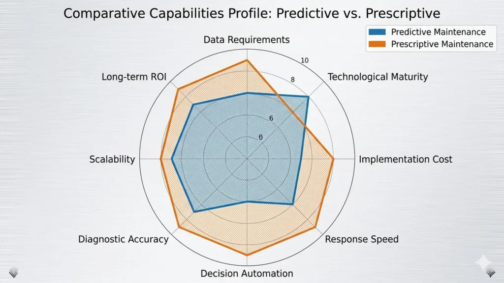 Gráfico Radar: Mantenimiento predictivo Vs. Mantenimiento Prescriptivo