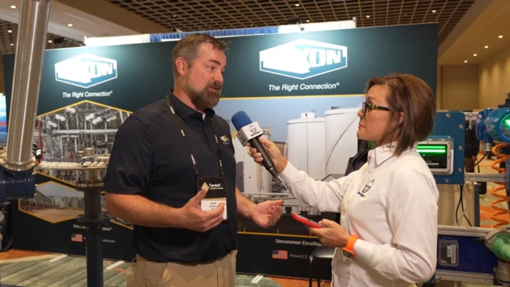 Interview about fluid transfer at the Dixon booth during NISTM 2026.