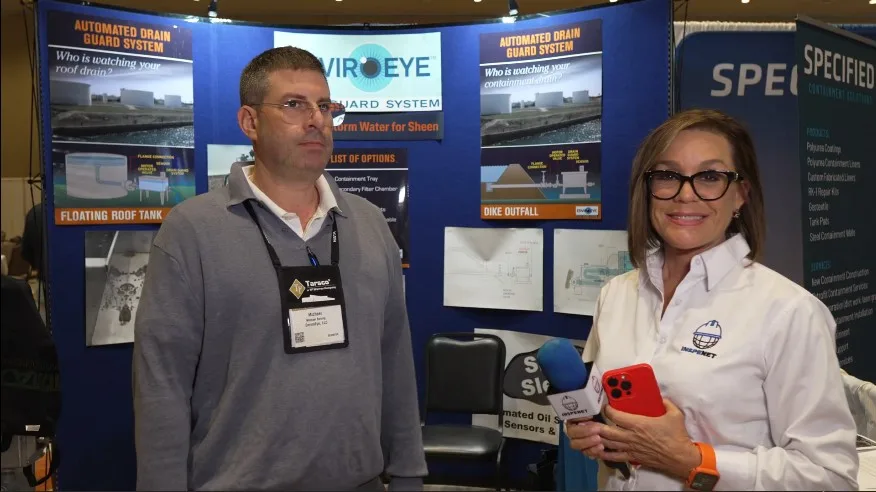 Industrial drainage at NISTM 2026: EnviroEye booth interview about automated monitoring systems.