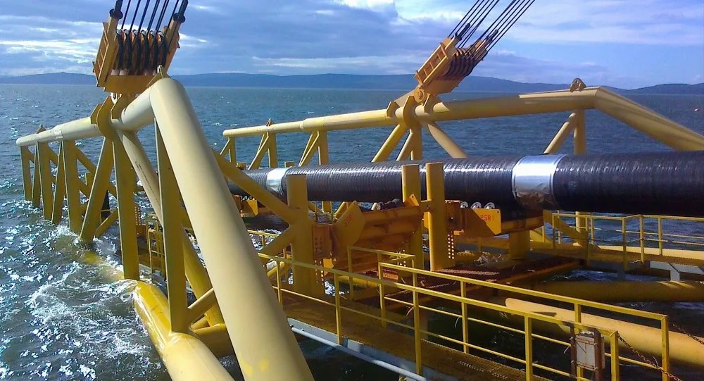 A submarine gas pipeline installed in the Mediterranean as part of a natural gas project between T&uuml;rkiye and Cyprus.
