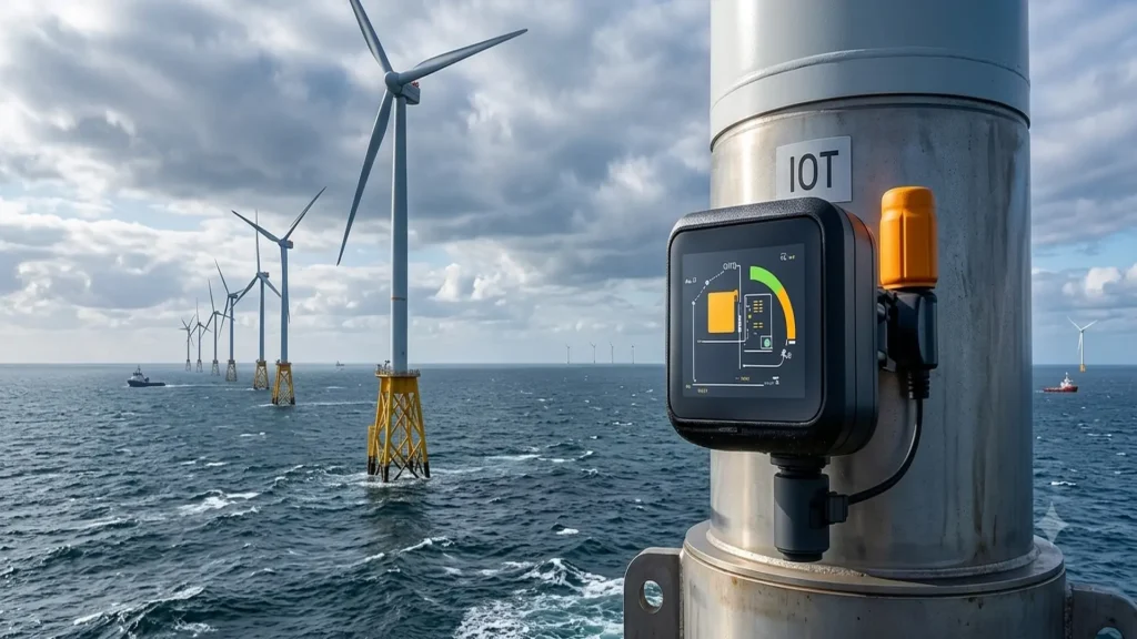 Integration of SHM sensors to remotely monitor the condition of each wind turbine component.