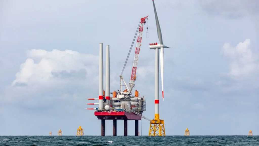 Ocean Winds instala una turbina en el parque e&oacute;lico marino Dieppe Le Tr&eacute;port frente a la costa de Francia.