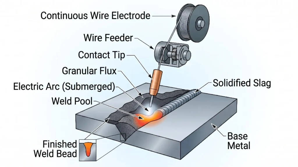 Diagrama del proceso de soldadura SAW