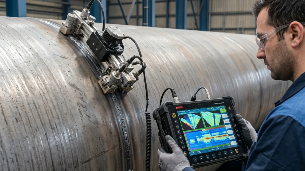 Inspección ultrasónica automatizada de soldadura SAW